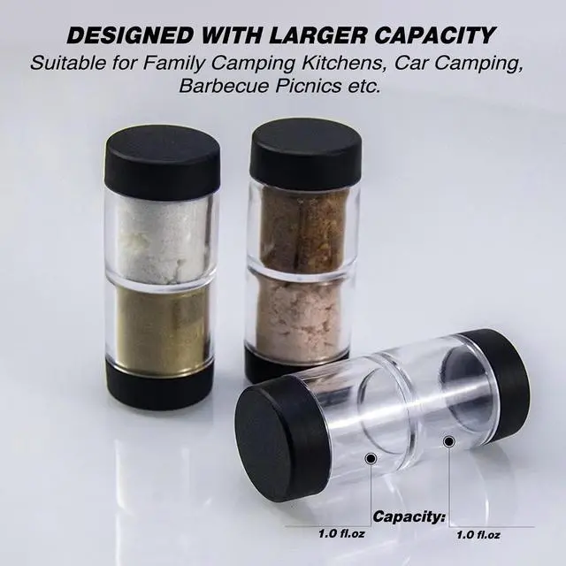Alt view image 4 of 6 - Sunmei Salt and Pepper Shakers Moisture Proof Set, 2-in-1 Portable Spice Shaker with Airtight Lid, Perfect for Camping Kitchen, Travel, Car Camping, RV, Outdoors, Backpack, BBQ Picnic, Lunch Boxes (2)