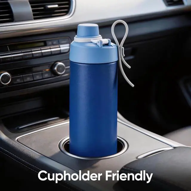 Alt view image 4 of 7 - Fijinhom 18 oz Insulated Water Bottle with Handle, 304 Stainless Steel Double Wall Vacuum, Keep 24H Cold, Leak Proof, BPA-Free,with Lid & Non-Slip Bottom for Outdoor, Sports, Work, Travel (Blue)