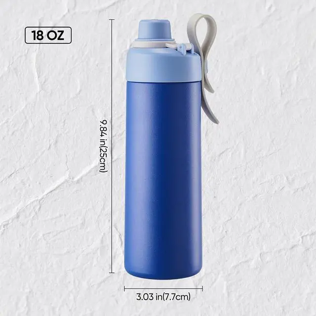 Alt view image 6 of 7 - Fijinhom 18 oz Insulated Water Bottle with Handle, 304 Stainless Steel Double Wall Vacuum, Keep 24H Cold, Leak Proof, BPA-Free,with Lid & Non-Slip Bottom for Outdoor, Sports, Work, Travel (Blue)
