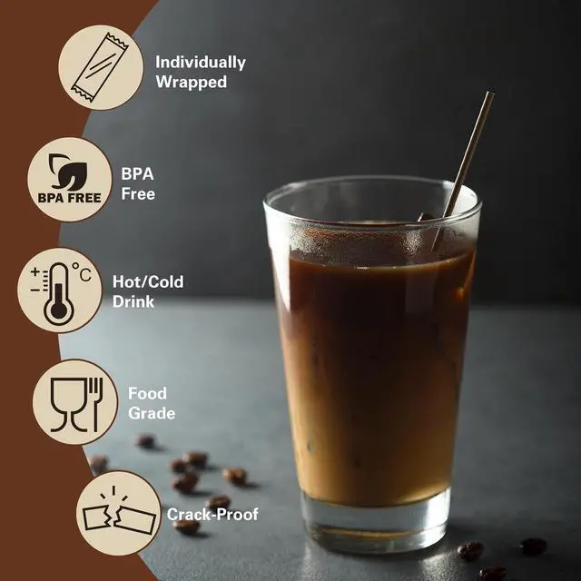 Alt view image 3 of 7 - 500 Pcs Individually Wrapped Coffee Stirrers, Straws (Blue, 7 in) | Made of food-grade polypropylene (PP), BPA-free with thick walls that resist cracking for safe sipping, hot and cold drinks.