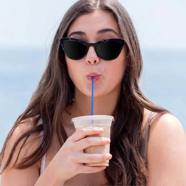 Alt view image 5 of 7 - 500 Pcs Individually Wrapped Coffee Stirrers, Straws (Blue, 7 in) | Made of food-grade polypropylene (PP), BPA-free with thick walls that resist cracking for safe sipping, hot and cold drinks.