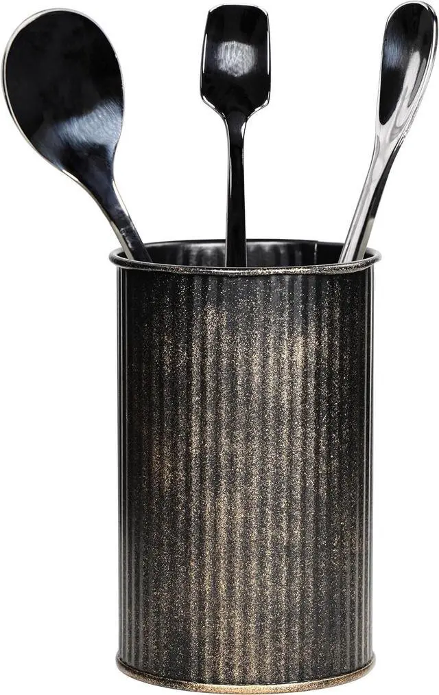 Main image of Metal Coffee Spoon Holder for Coffee Bar, Upright Tea Spoon Holder Cup, Coffee Stirrers Straws Holder, Coffee Stir Stick Holder, Tiny Utensil Holder for Spoons and Forks, Distressed Bronze