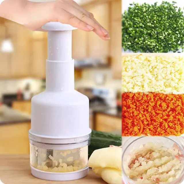 Main image of Food Chopper, Mini Garlic Dicer with Stainless Steel Blades, Hand-Press Vegetable Cutter for Onions, Tomatoes, Nuts - Kitchen Helper with Non-Slip Base, Easy to Clean & Save Time