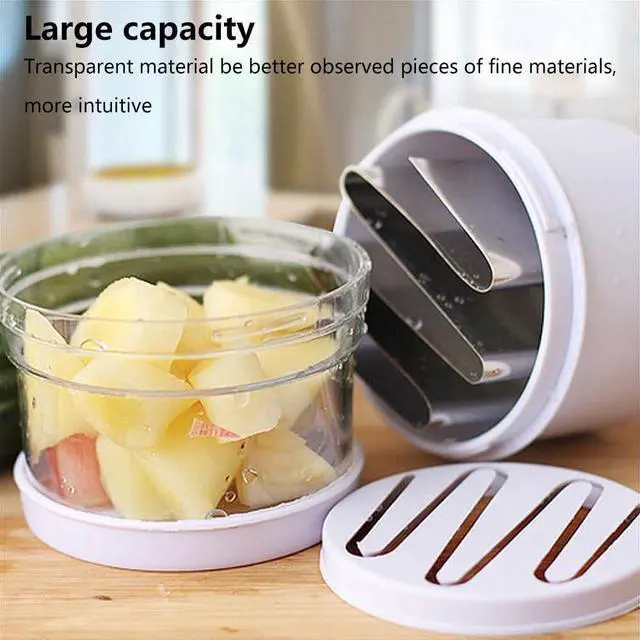 Alt view image 3 of 7 - Food Chopper, Mini Garlic Dicer with Stainless Steel Blades, Hand-Press Vegetable Cutter for Onions, Tomatoes, Nuts - Kitchen Helper with Non-Slip Base, Easy to Clean & Save Time