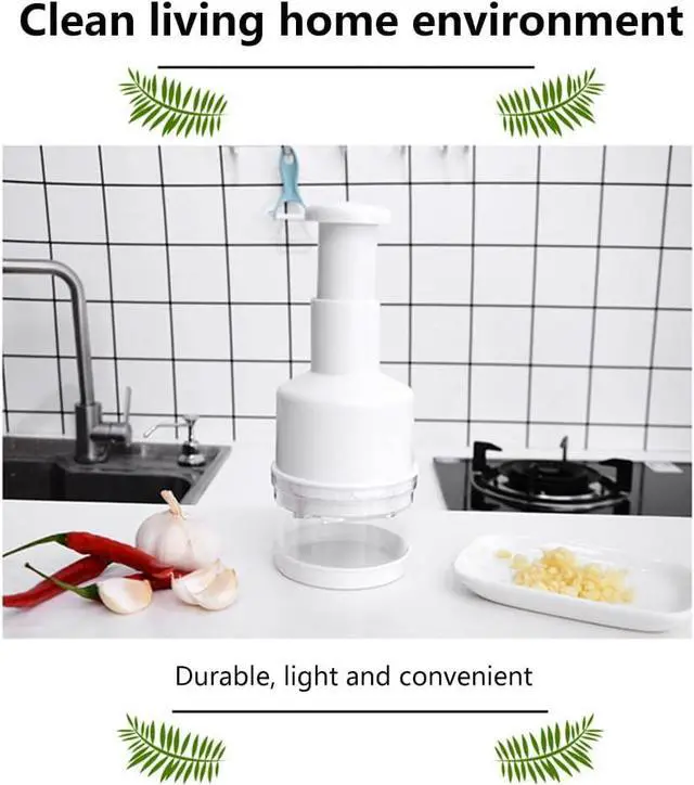 Alt view image 5 of 7 - Food Chopper, Mini Garlic Dicer with Stainless Steel Blades, Hand-Press Vegetable Cutter for Onions, Tomatoes, Nuts - Kitchen Helper with Non-Slip Base, Easy to Clean & Save Time