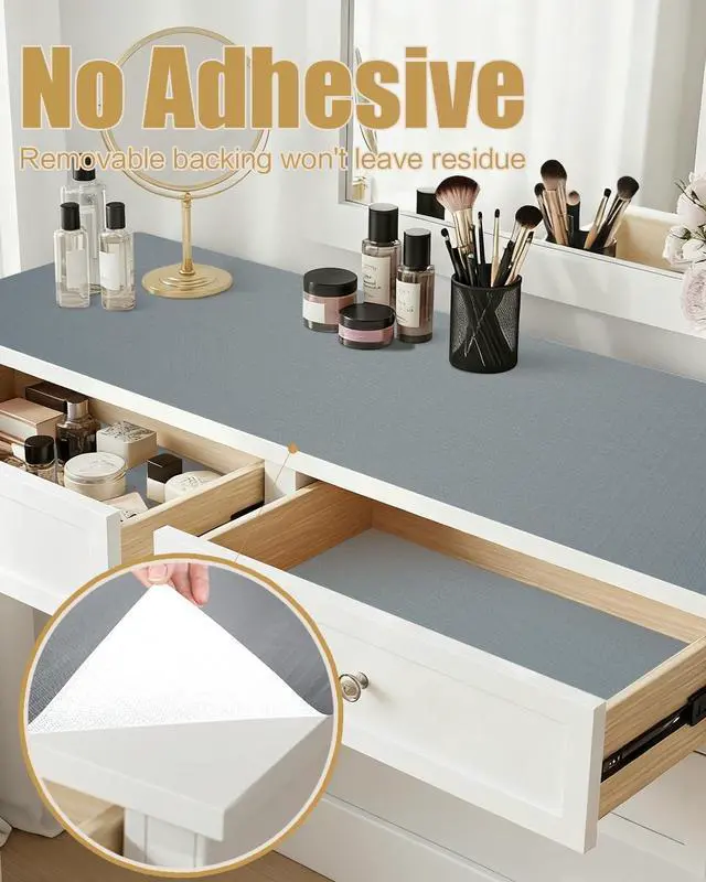 Alt view image 3 of 7 - Drawer and Shelf Liners for Kitchen Cabinets Non-Adhesive | Non-Slip Drawer Liners for Bathroom Waterproof & Washable, Cabinet Liner for Closet & Dresser Easy to Cut