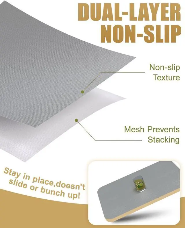 Alt view image 2 of 7 - Drawer and Shelf Liners for Kitchen Cabinets Non-Adhesive | Non-Slip Drawer Liners for Bathroom Waterproof & Washable, Cabinet Liner for Closet & Dresser Easy to Cut
