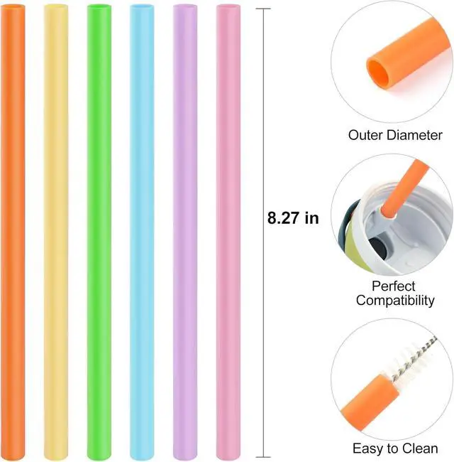 Alt view image 2 of 7 - Replacement Straws Compatible with Owala Freepsip 24oz,32oz Water Bottle,Replacement Parts For Owala Free Sip Sway 30 oz,Include 6 BPA-FREE Straws and 1 Cleaning Brush