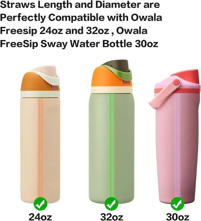 Alt view image 4 of 7 - Replacement Straws Compatible with Owala Freepsip 24oz,32oz Water Bottle,Replacement Parts For Owala Free Sip Sway 30 oz,Include 6 BPA-FREE Straws and 1 Cleaning Brush