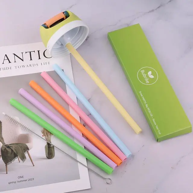 Alt view image 5 of 7 - Replacement Straws Compatible with Owala Freepsip 24oz,32oz Water Bottle,Replacement Parts For Owala Free Sip Sway 30 oz,Include 6 BPA-FREE Straws and 1 Cleaning Brush