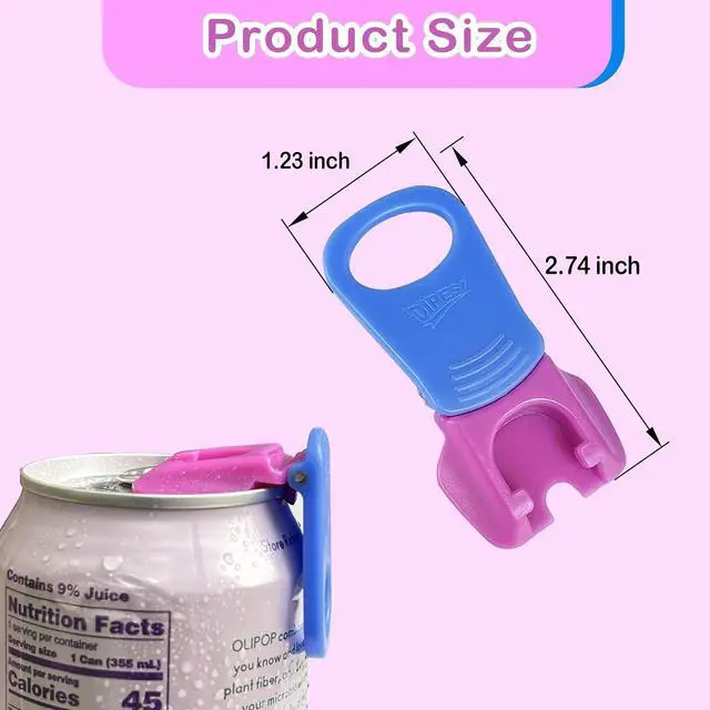 Alt view image 4 of 7 - DIPESI 6 Pack Soda Can Opener and Drink Protector Caps, Pop Tab Opener for Long Nails, Easy Tab Can Opener and Cover, Reusable Soda Can Lids to Keep Bugs and Dust Out, 6 Colors