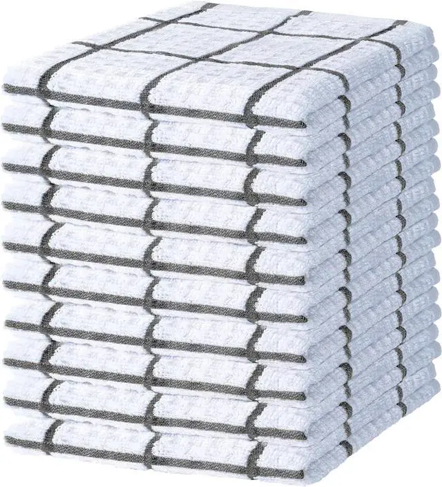 Main image of DecorRack 100% Cotton Kitchen Towels 12x12 in, Grey (Pack of 10)