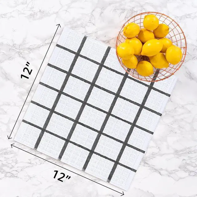 Alt view image 2 of 7 - DecorRack 100% Cotton Kitchen Towels 12x12 in, Grey (Pack of 10)