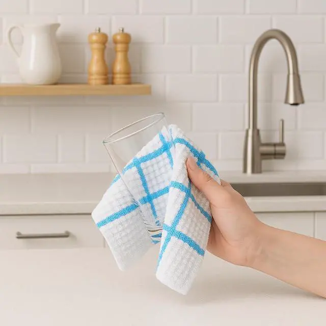 Alt view image 7 of 7 - DecorRack 100% Cotton Kitchen Towels 12x12 in, Grey (Pack of 10)