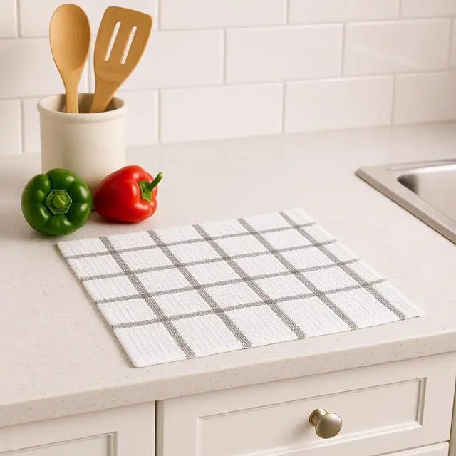 Alt view image 6 of 7 - DecorRack 100% Cotton Kitchen Towels 12x12 in, Grey (Pack of 10)