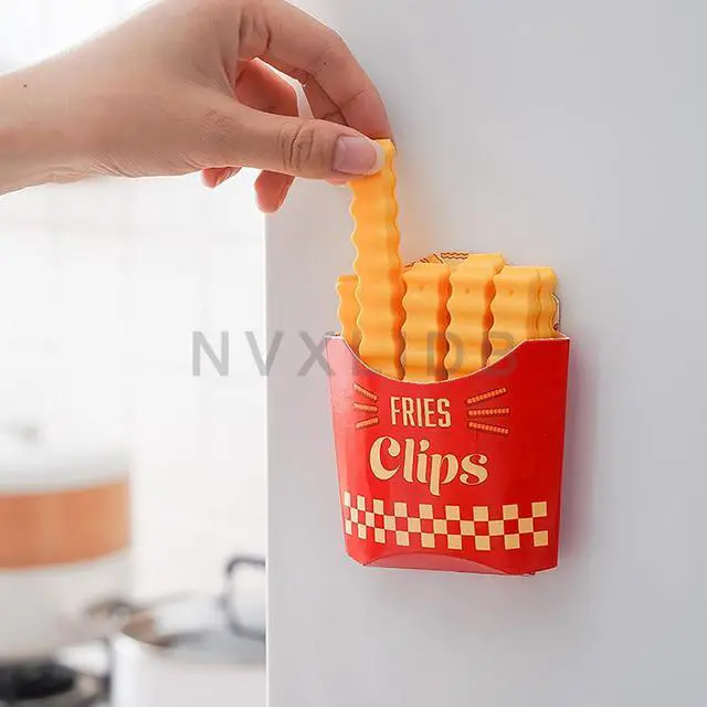 Alt view image 6 of 7 - Multiple Cute chip Clips, with Magnetic Food Packaging, Comes with a Magnetic Storage Box, Magnetic Connection, Reusable. Keeps Food Fresh and Organized, Sealed Food Bag Clips.