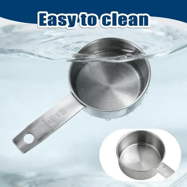 Alt view image 5 of 7 - 2 Pcs 1/2 Cup Dog Food Scoop, 125 ML, Stainless Steel | Half Cup Measuring Scoop, Durable, For Feeding Pet, Wet and Dry Ingredients, Dishwasher Safe