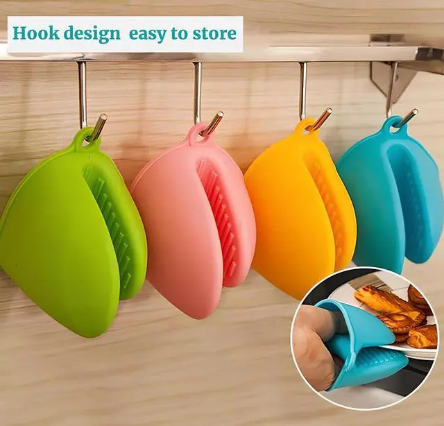 Alt view image 6 of 7 - 1 Pair Gray,Mini Silicone Oven Gloves, Mini Finger Protector Pot Holder for Kitchen,Cooking,Baking,BBQHeat Resistant Glovescan be Washed in the Dishwasher