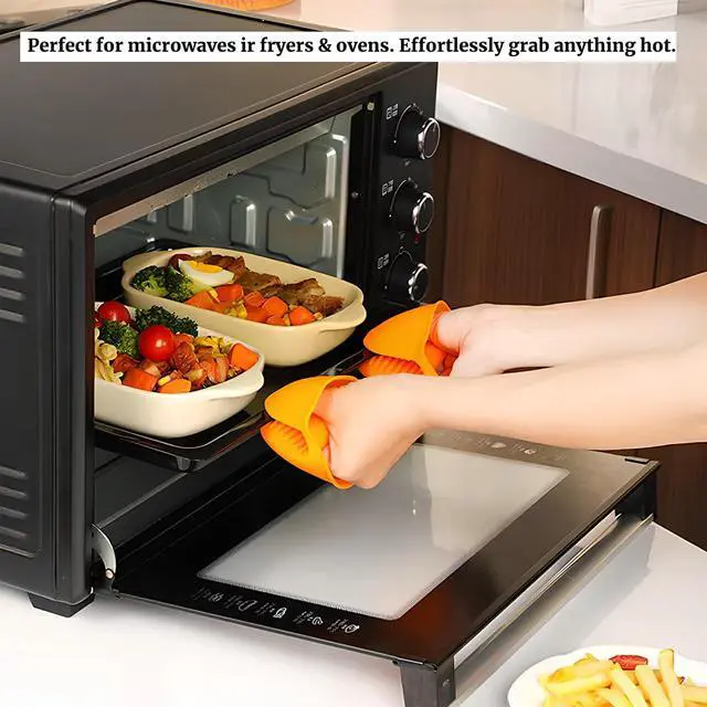 Alt view image 7 of 7 - 1 Pair Gray,Mini Silicone Oven Gloves, Mini Finger Protector Pot Holder for Kitchen,Cooking,Baking,BBQHeat Resistant Glovescan be Washed in the Dishwasher