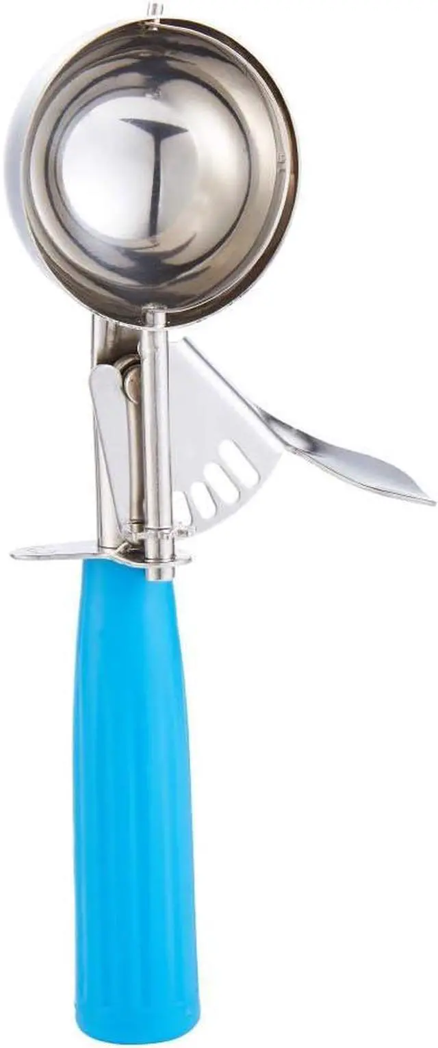 Alt view image 3 of 7 - Portion Scoop - #16 (2 oz) - Disher, Cookie Scoop, Food Scoop - Portion Control - 18/8 Stainless Steel, Blue Handle