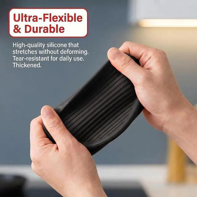 Alt view image 5 of 7 - Silicone Kitchen Oven Mitts Set, Mini Finger Protector Cooking Pinch Grips Pot Holder Toaster Oven Accessories,BBQ Baking Mittens Heat Resistant Gloves, 2 PairsBlack and Cool Gray