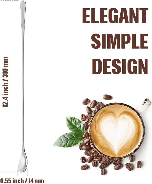 Alt view image 2 of 7 - Patelai 8 Pieces Stainless Steel Coffee Stirrers Mixing Spoons | 12.4 Inch Stir Sticks for Cocktail Bar Drinks Ice Tea Salt, Reusable Long Handle Tiny Stirring Swizzle Spoon