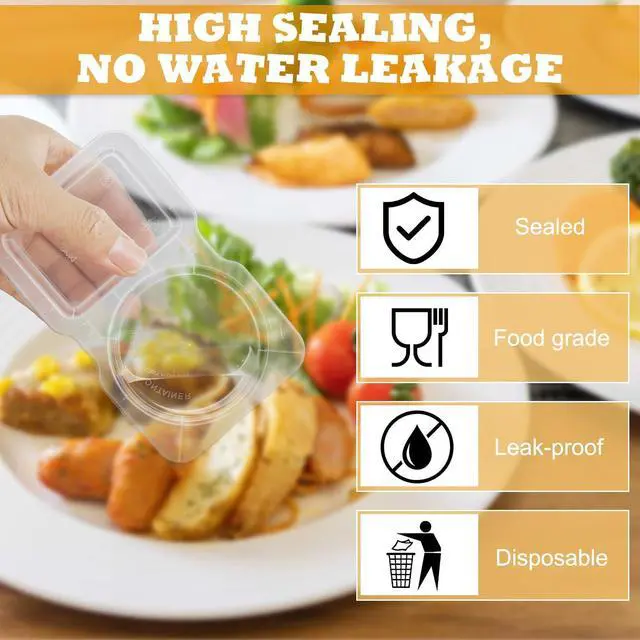 Alt view image 3 of 7 - 10 PCS Reusable Snack Containers, Condiment Container With Lids, 2 Compartments Dipping Container For Refrige, Portion Control Containers, Sampling Lunchable and Travel Snacks