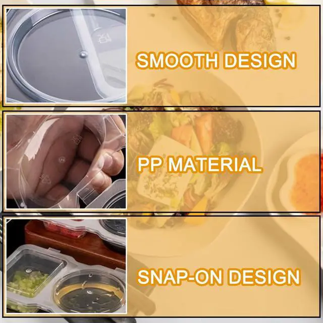 Alt view image 5 of 7 - 10 PCS Reusable Snack Containers, Condiment Container With Lids, 2 Compartments Dipping Container For Refrige, Portion Control Containers, Sampling Lunchable and Travel Snacks