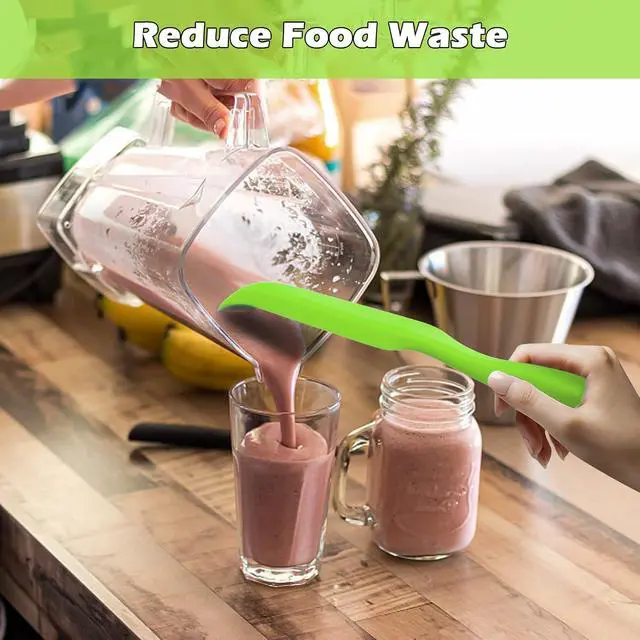 Alt view image 3 of 7 - Silicone Blender Spatula - Easy to Reach Under Blender Blades and Edges | Silicone Rubber Grip with Hanging Holes Reusable (Green)