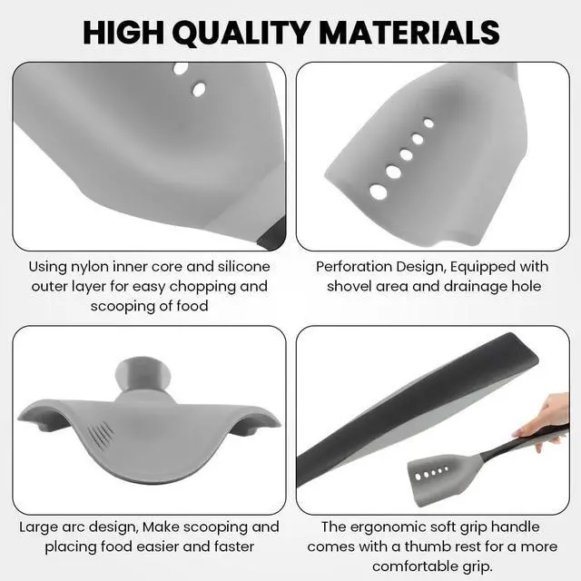 Alt view image 3 of 7 - Meat Chopper Spatula Ground Beef Masher- Heat Resistant Mincing Spatula Meat Smasher Tool,Non Stick Ground Chopper Hamburger Grinder,for Beef,Potato Mix,Poultry Tenderizers