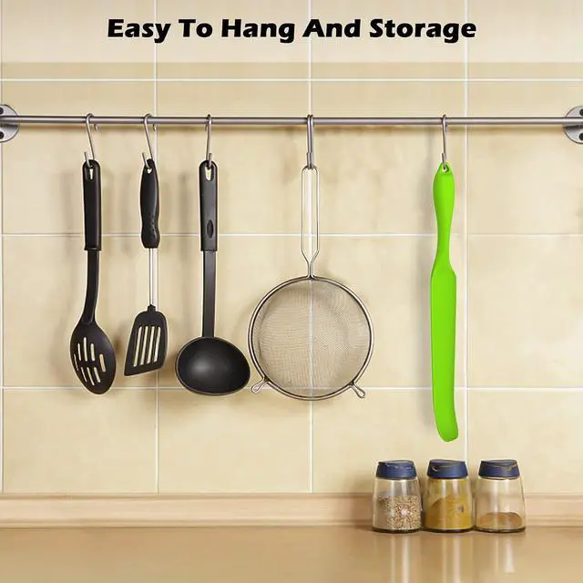 Alt view image 6 of 7 - Silicone Blender Spatula - Easy to Reach Under Blender Blades and Edges | Silicone Rubber Grip with Hanging Holes Reusable (Green)