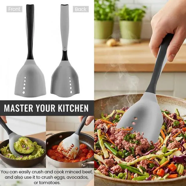 Alt view image 6 of 7 - Meat Chopper Spatula Ground Beef Masher- Heat Resistant Mincing Spatula Meat Smasher Tool,Non Stick Ground Chopper Hamburger Grinder,for Beef,Potato Mix,Poultry Tenderizers