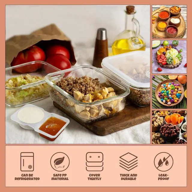 Alt view image 4 of 7 - Double Compartment Snack Containers with Lids 24 Pack Reusable Plastic Snackle Box Container for Kids & Adults 2 Section Portion Condiment Cups for Lunch, Meal Prep, Sauce, Dip, Travel & On-the-Go
