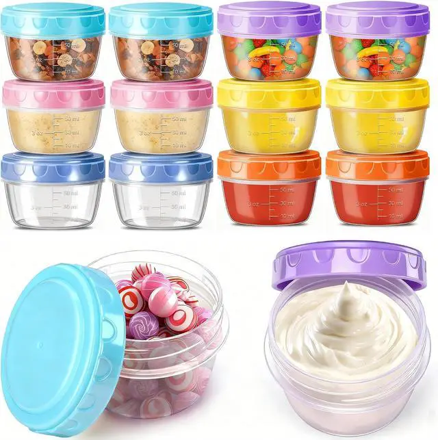 Main image of QUMMFA Salad Dressing Containers with Lids, 12 Pack 2.7 OZ Reusable BPA-Free Leakproof Small Sauce Cups, Microwave & Dishwasher Safe Condiment Cup for Lunch, School, Picnic & Work