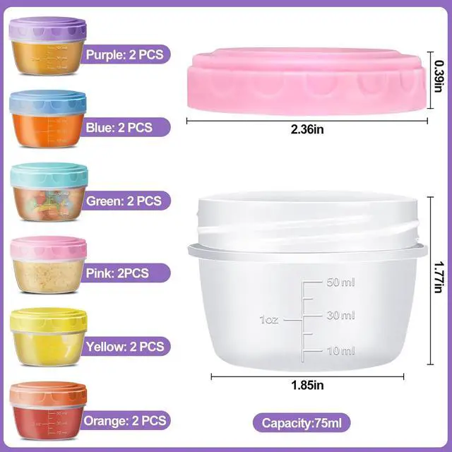 Alt view image 3 of 7 - QUMMFA Salad Dressing Containers with Lids, 12 Pack 2.7 OZ Reusable BPA-Free Leakproof Small Sauce Cups, Microwave & Dishwasher Safe Condiment Cup for Lunch, School, Picnic & Work