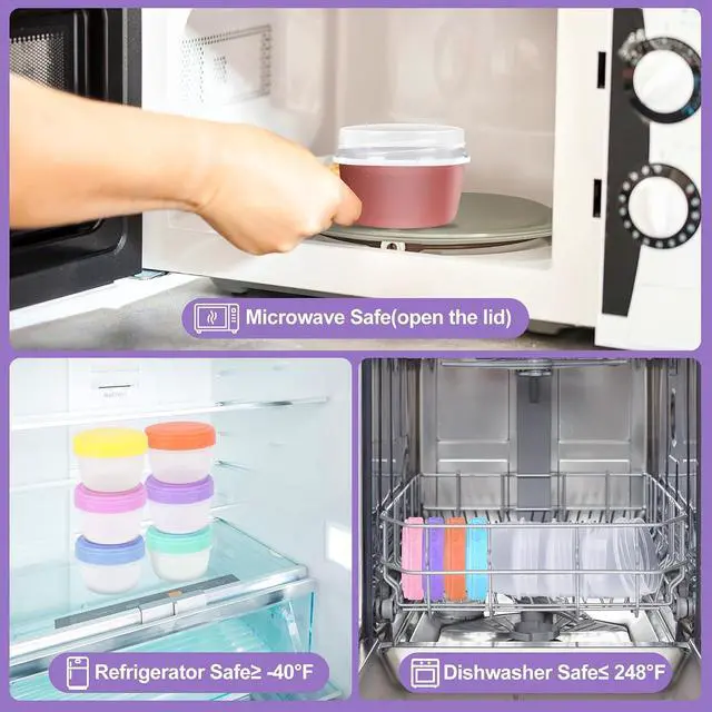 Alt view image 4 of 7 - QUMMFA Salad Dressing Containers with Lids, 12 Pack 2.7 OZ Reusable BPA-Free Leakproof Small Sauce Cups, Microwave & Dishwasher Safe Condiment Cup for Lunch, School, Picnic & Work