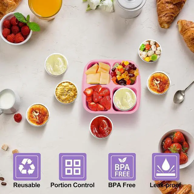Alt view image 6 of 7 - QUMMFA Salad Dressing Containers with Lids, 12 Pack 2.7 OZ Reusable BPA-Free Leakproof Small Sauce Cups, Microwave & Dishwasher Safe Condiment Cup for Lunch, School, Picnic & Work