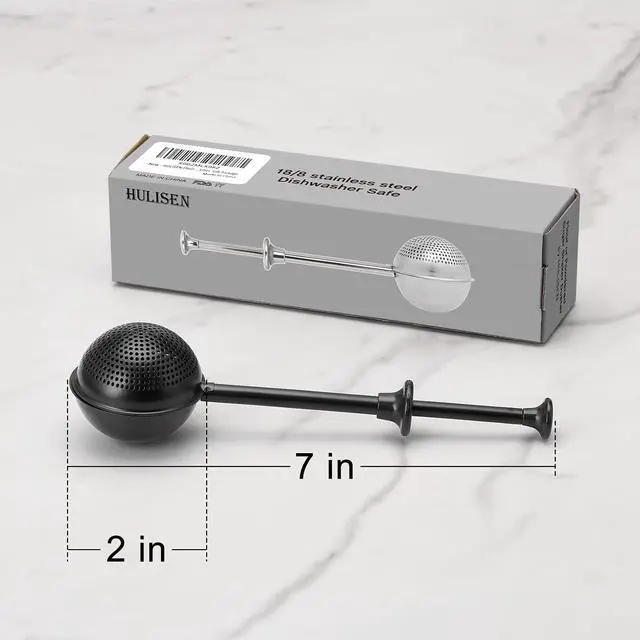 Alt view image 6 of 7 - HULISEN Flour Duster, 304 Stainless Steel Flour Sifter for Baking, Black | Spring-Press Handle, Dishwasher Safe, For Flour, Powdered Sugar, Fine Spices, Pick Up and Dust Flour Sifter, Gift Package