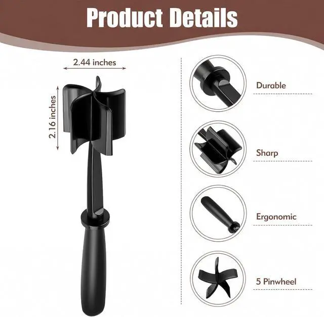 Alt view image 2 of 7 - 2PCS Ground Beef Masher with 5-Blade Head, High-Temp Heat-Resistant Ground Meat Chopper, Black Meat Masher for Multi-Function Mix and Mash, Nylon Kitchen Utensils for Turkey/Beef