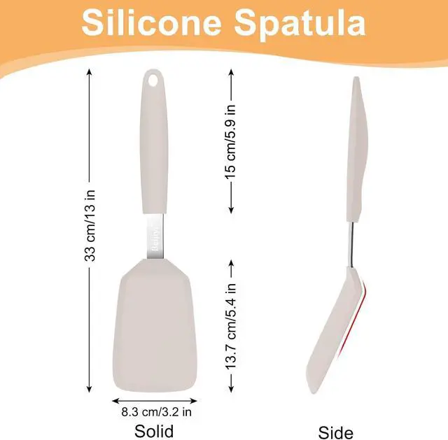 Alt view image 2 of 7 - Beijiyi Silicone Spatula Turner, 600°F Heat Resistant, 13 x 3.2 in (Khaki) | BPA Free, Non-Toxic, Flexible Turner, Non Scratch for Non Stick Frying Pan, Flipping, Cooking, Dishwasher Safe