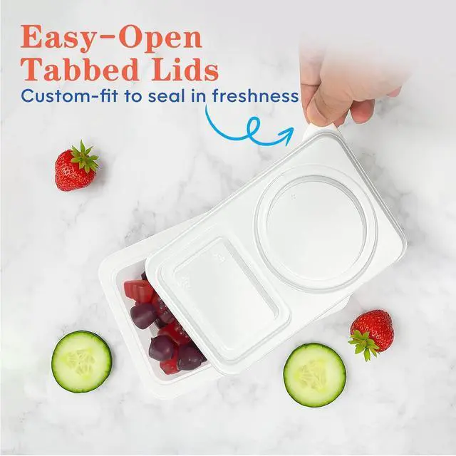 Alt view image 2 of 7 - 10 Sets Reusable Snack Containers with Lids, 2 Compartment Snack Pack Containers for Food Storage & Meal Prep, Travel Snacks, Leakproof, Split-Proof