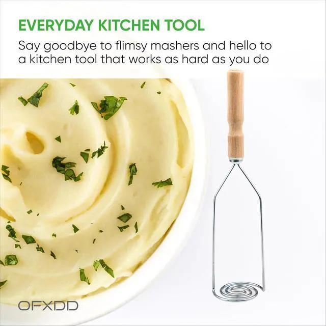Alt view image 4 of 5 - Wooden handle potatoes masher, Potato masher stainless steel, Spiral form potato masher, potato masher spiral form