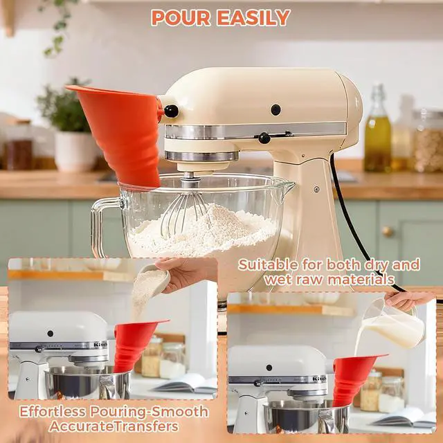 Alt view image 4 of 7 - Flour Funnel for Kitchen Aid Mixer, for Kitchen Aid Artisan Ksm150, Flour Funnel Attachment, Easy Pour & Durable
