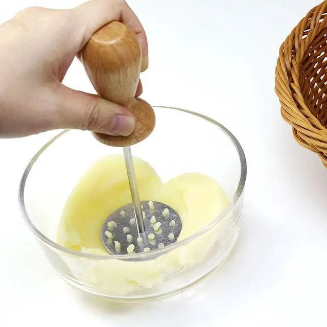 Alt view image 3 of 6 - Mini Avocado Masher, Mini Potato Mashers with Wood Handle (Mini Masher C) | Made of sturdy stainless steel,mini food masher with comfortable non-slip handle,Lightweight for mashing avocado,beans