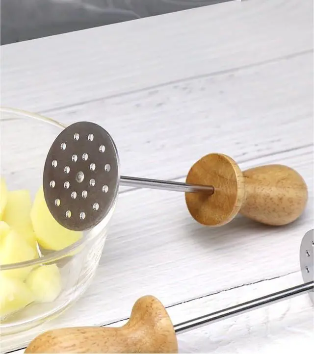 Alt view image 4 of 6 - Mini Avocado Masher, Mini Potato Mashers with Wood Handle (Mini Masher C) | Made of sturdy stainless steel,mini food masher with comfortable non-slip handle,Lightweight for mashing avocado,beans