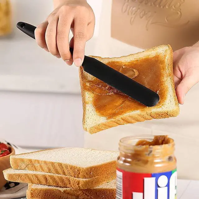 Alt view image 3 of 7 - 4 PackSilicone Jar Spatula,Cake Cream Butter Spatulas,Icing Spatula,Sourdough Spatula with Long Handle, Jar Scraper Spatula (Black,Red,Orange,Blue)
