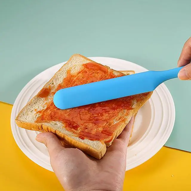 Alt view image 4 of 7 - 4 PackSilicone Jar Spatula,Cake Cream Butter Spatulas,Icing Spatula,Sourdough Spatula with Long Handle, Jar Scraper Spatula (Black,Red,Orange,Blue)