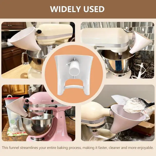 Alt view image 7 of 7 - Flour Funnel for KitchenAid Mixer 4.5-5 Qt,Anti-Splash Attachment for Tilt-Head Stand Model, Dishwasher Safe,No-Mess Baking Tool, Easy Pour Accessory,Fits Kitchen Aid Flour Funnel
