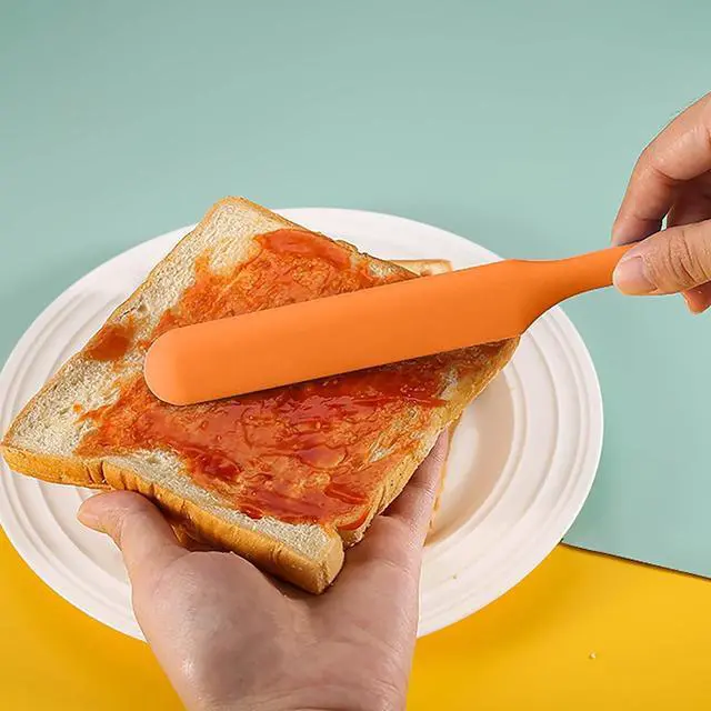 Alt view image 2 of 7 - 4 PackSilicone Jar Spatula,Cake Cream Butter Spatulas,Icing Spatula,Sourdough Spatula with Long Handle, Jar Scraper Spatula (Black,Red,Orange,Blue)