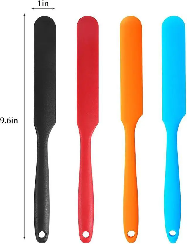 Alt view image 6 of 7 - 4 PackSilicone Jar Spatula,Cake Cream Butter Spatulas,Icing Spatula,Sourdough Spatula with Long Handle, Jar Scraper Spatula (Black,Red,Orange,Blue)